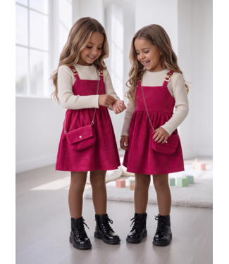Golden Buckle Pinafore Set – Fuschia