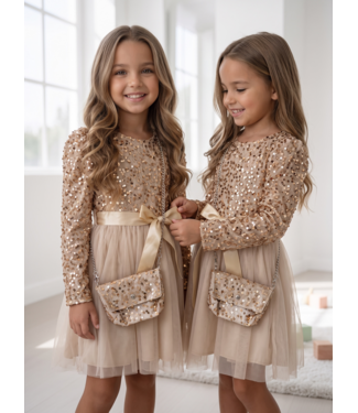 Gold Sparkle Dress & Bag – Goud