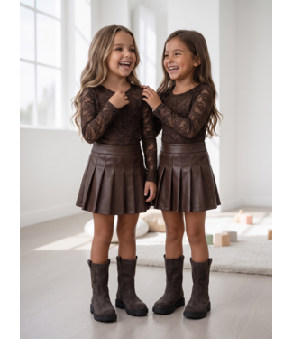 Lace & Leatherlook Set – Bruin