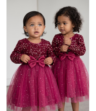 Sparkle Bow Dress Bordeaux Rood