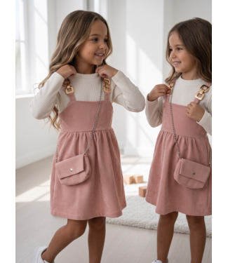 Golden Buckle Pinafore Set – Roze