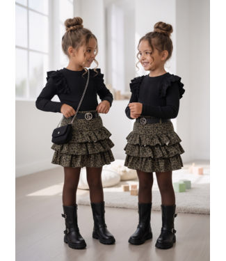 Leopard Ruffle Set – Khaki/Zwart
