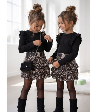 Leopard Ruffle Set – Wit/Zwart