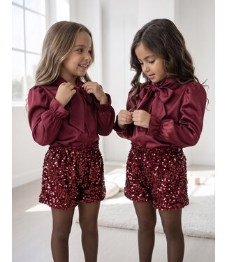 Satin Bow Sparkle Set – Bordeaux