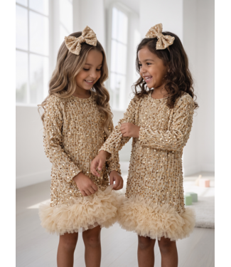 Velvet Sparkle Tule Jurk Goud