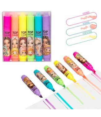 TOPModel TOPModel Uitgumbare Mini Tekstmarkers – Set van 6