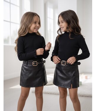 Chic Leatherlook Skort Set – Zwart