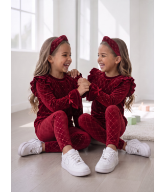 Ruby Velvet Ruffle Set – Bordeaux