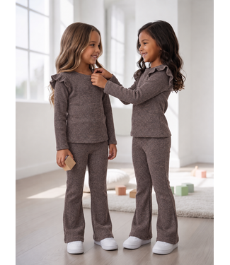 Mauve Mocha Rib Ruffle Set