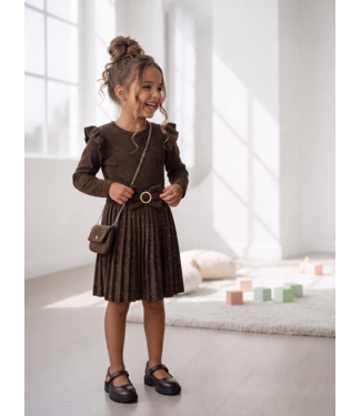 Sparkle Bow Dress & Bag - Bruin