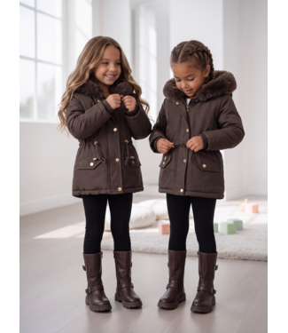 Winter Parka met Faux Fur - Bruin (Verzenddatum 15 okt)