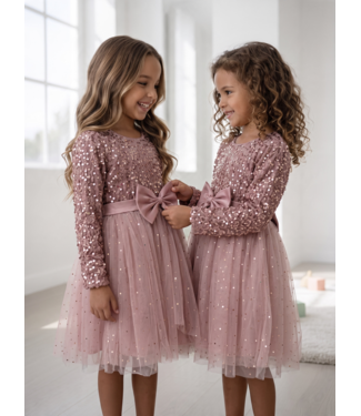 Sparkle Bow Dress Roze
