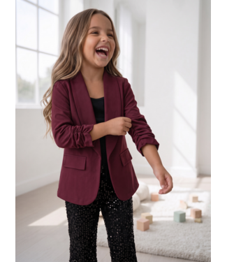 Ruched Sleeve Blazer – Bordeaux