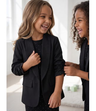 Ruched Sleeve Blazer – Zwart