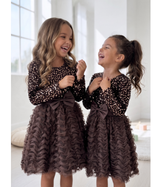 Ruffle Bow Dress - Bruin (Verzenddatum 22 okt)
