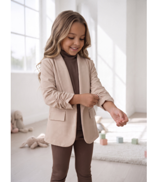 Ruched Sleeve Blazer – Beige