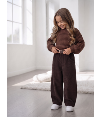 Mila Corduroy Balloon Broek met Riem - Bruin