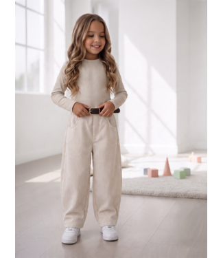 Mila Corduroy Balloon Broek met Riem - Beige