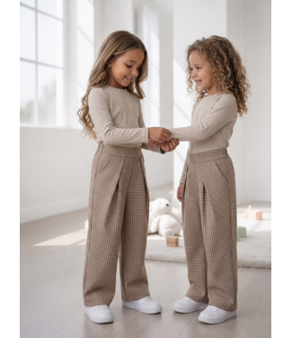 Checkmate Wide Leg Broek - Beige