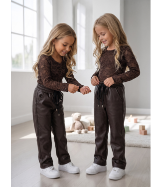 Leatherlook Wide Leg Broek – Bruin