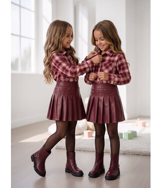 Bordeaux Check & Pleats Set