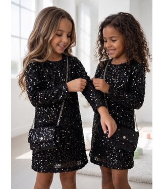 SeQuin Glam Jurk & Tasje - Zwart