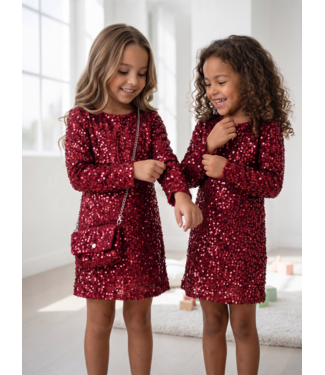 SeQuin Glam Jurk & Tasje - Rood