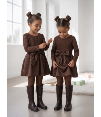 Lace Bow Dress - Bruin