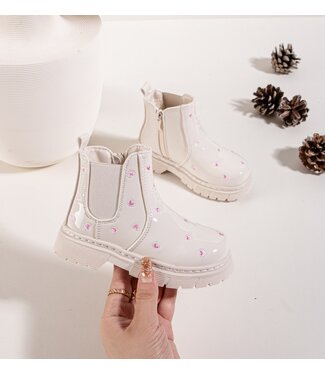 Chelsea Heart Boots - Shiny Beige