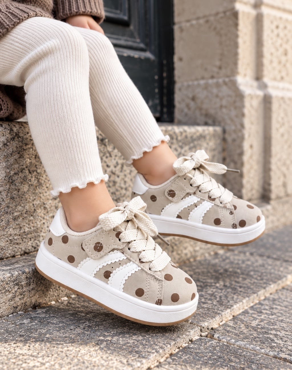 Polka Dots Sneakers - Beige
