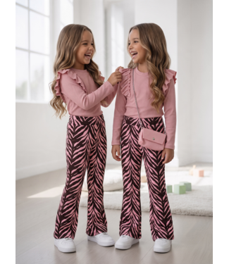 Zebra Velvet Flared Pants - Roze