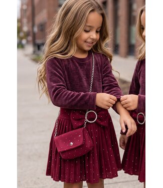 Sparkle Plissé Dress & Bag - Bordeaux