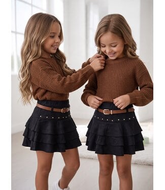 Studded Skirt Set – Zwart/Bruin