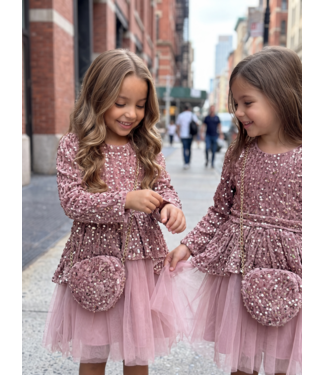 Sequin Glam Jurk met Tasje – Roze