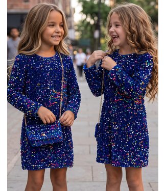 Glitter Jurkje met tasje - Blauw  (Verzenddatum 22 okt)