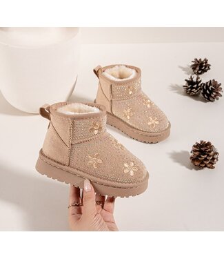 Flower Sparkle Boots - Beige