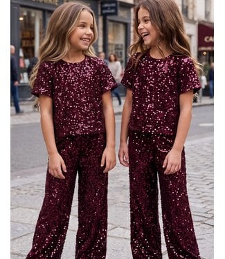 Sequin Velvet Party Set Bordeaux – 2-delig