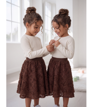 3D Rose Flower Rok - Bruin