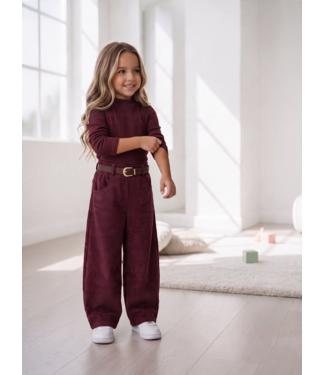 Mila Corduroy Balloon Broek met Riem - Bordeaux