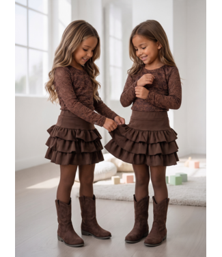 Bruine Lace Ruffle Skort Set