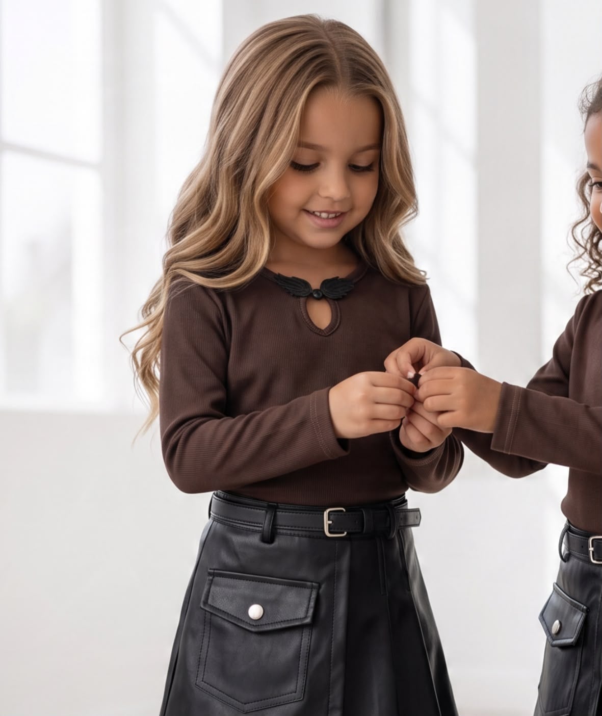 Rib Longsleeve Bruin – Butterfly Detail