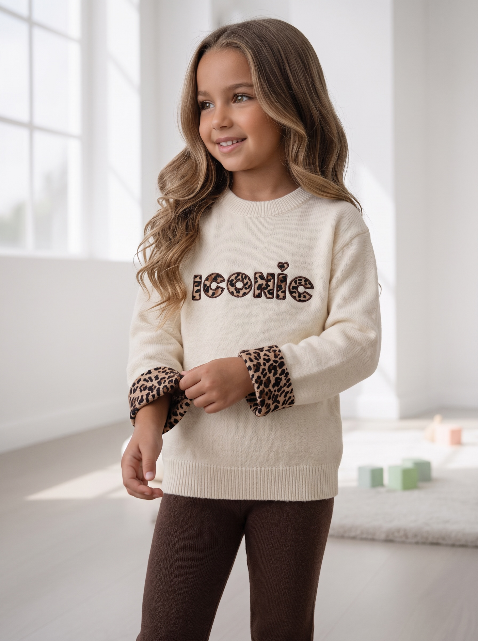 Iconic Leopard Knit Sweater – Ecru