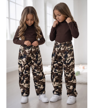 Camouflage Wide Leg Broek – Army Choco