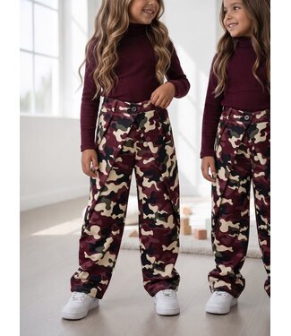 Camouflage Wide Leg Broek – Army Bordeaux