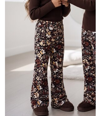Velvet Flower Flared Broek - Bruin