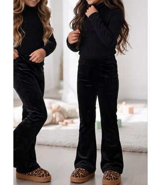 Velvet Flared Broek - Zwart