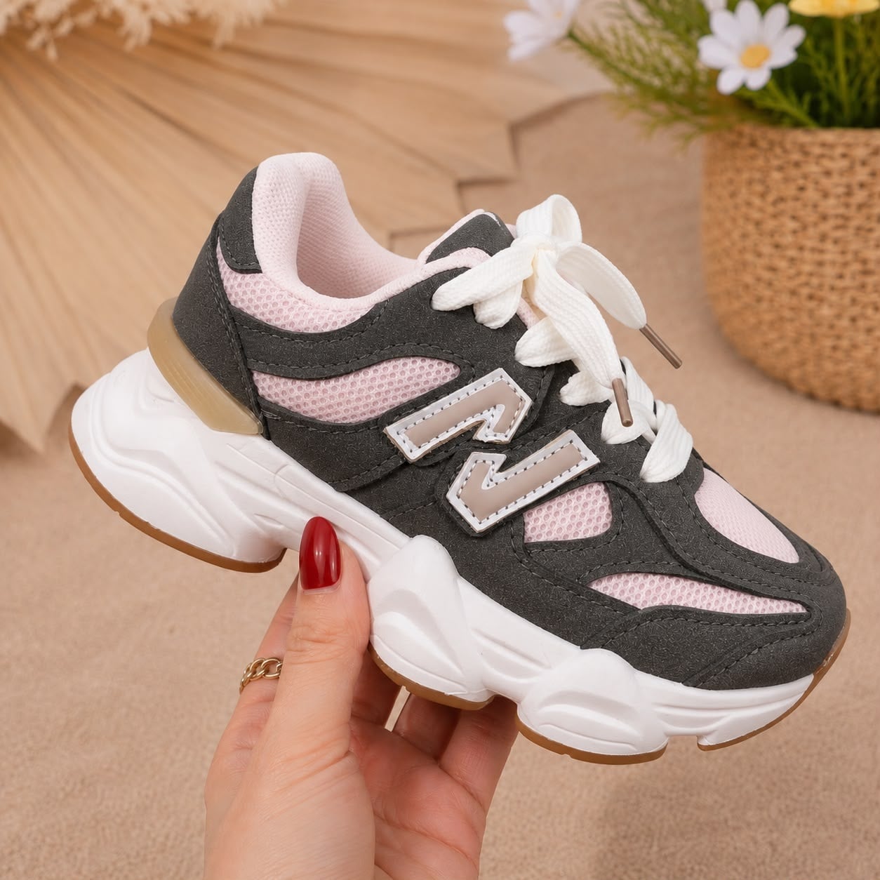 Nova Chunky Sneakers - Dk. Grey/Pink