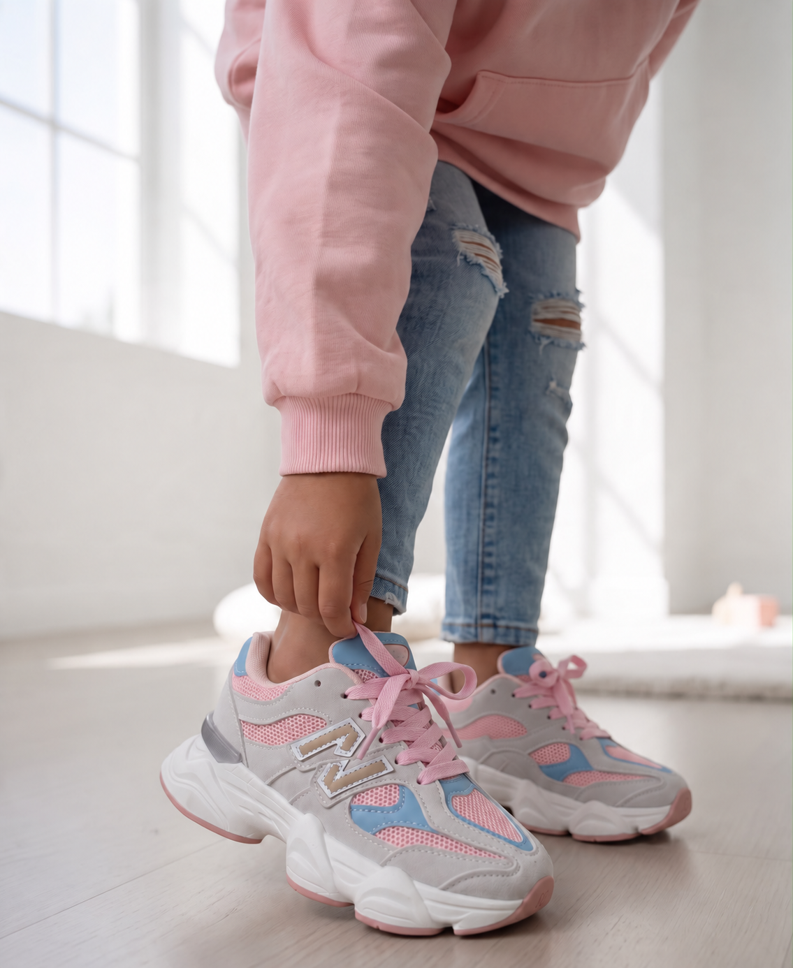 Nova Chunky Sneakers - Grey/Pink