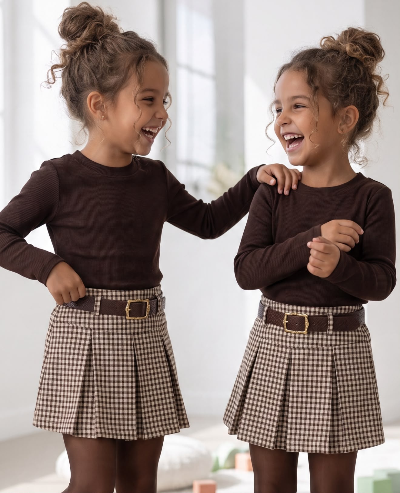 Check Belted Skort - Bruin