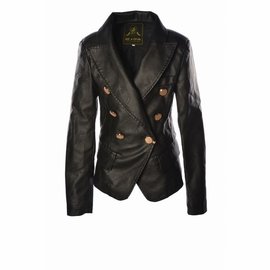 Be a Diva Be a Diva blazer Kim imitatie leer zwart